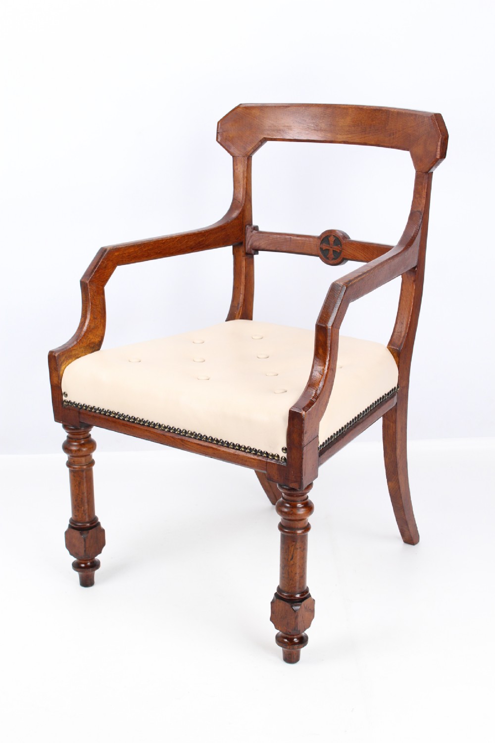 Victorian Gothic Revival Oak Desk Chair