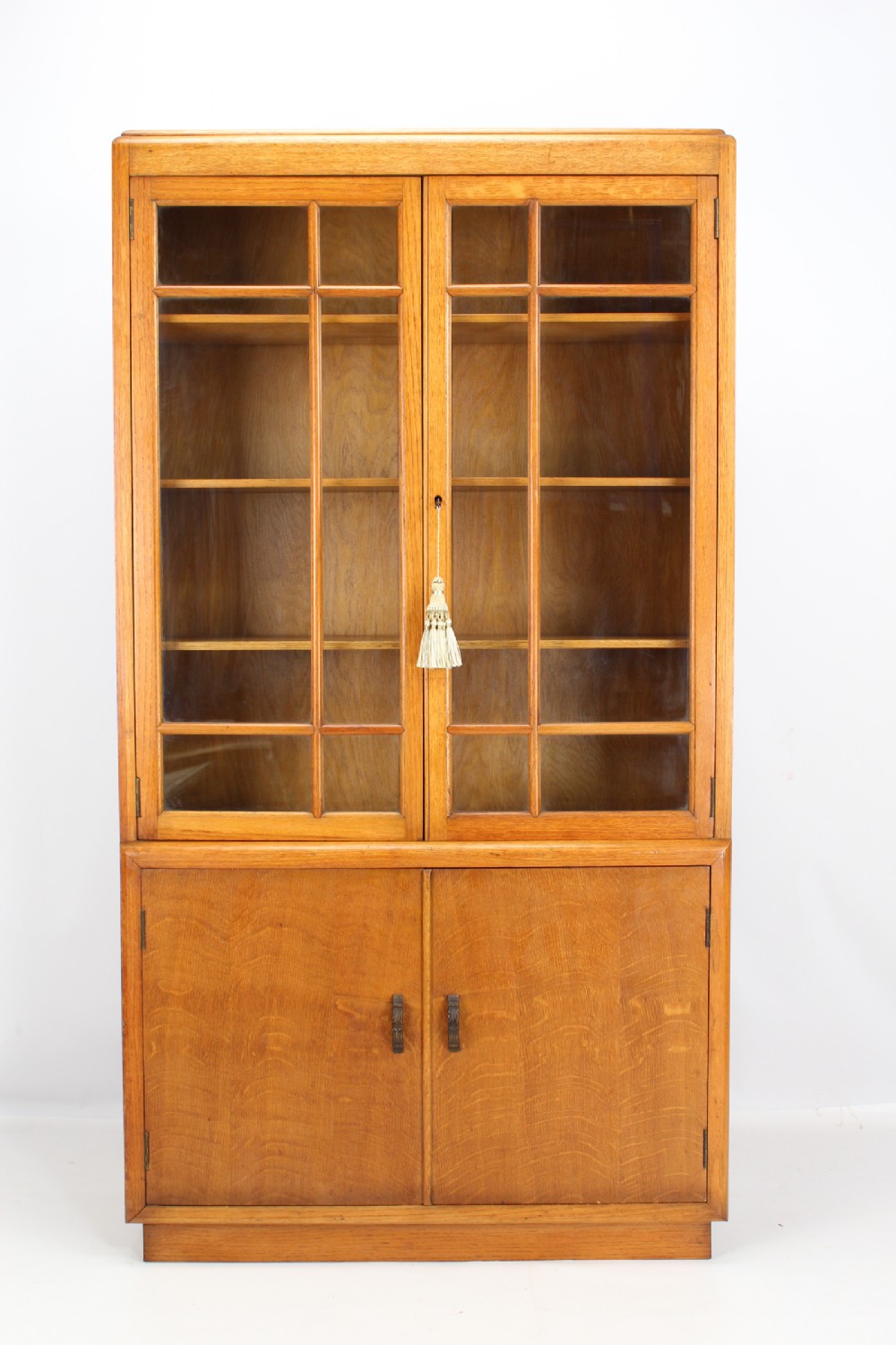 Tall Art Deco Oak Bookcase