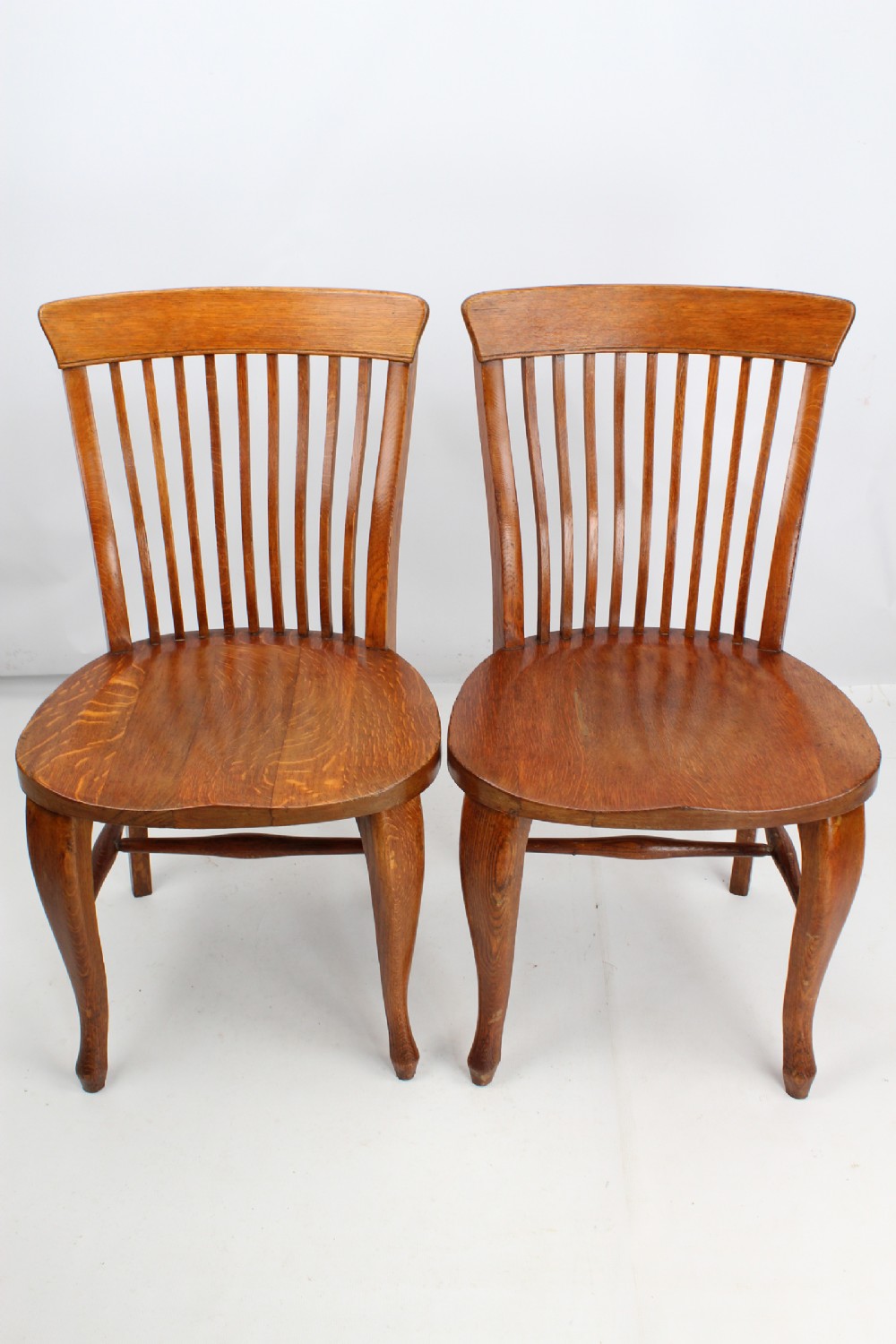 Pair of Edwardian Oak Desk Chairs Kitchen Chairs