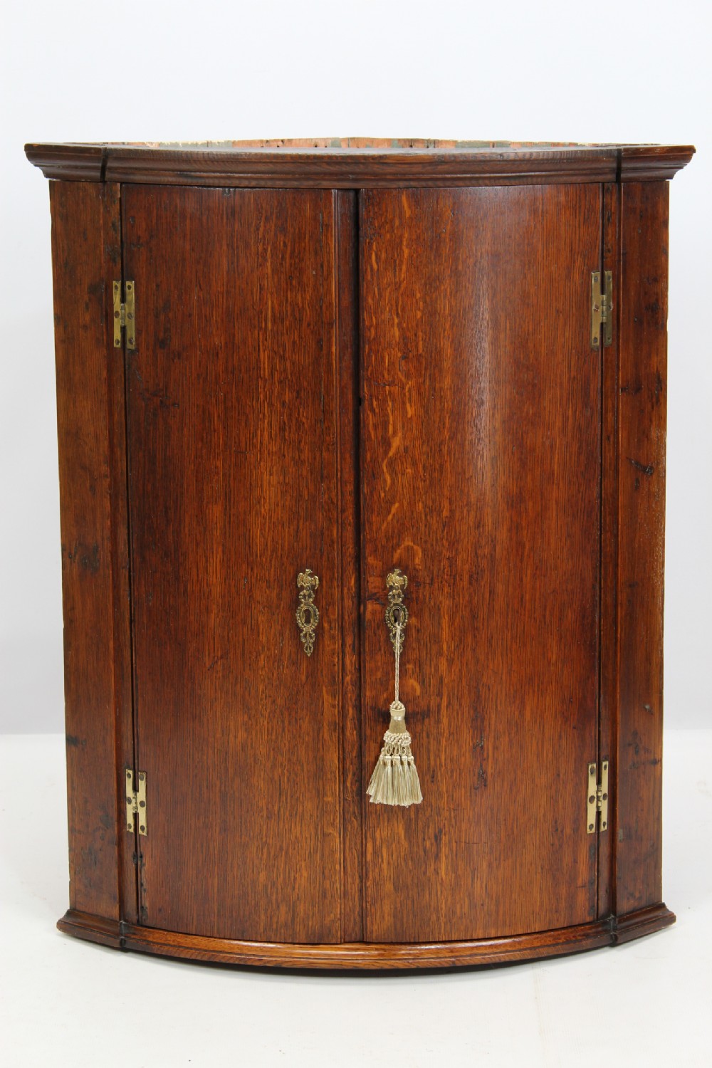Georgian Oak Bow Front Corner Cupboard