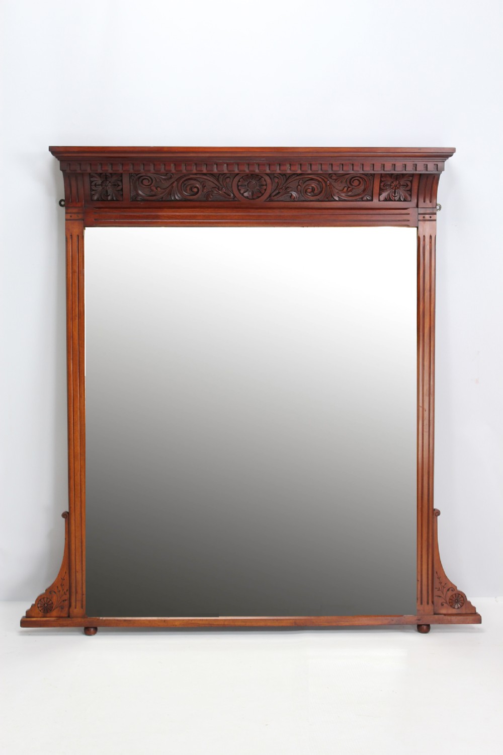 Large Victorian Walnut Overmantle Mirror