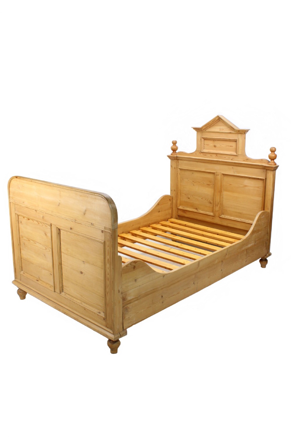 Small Antique French Pine Sleigh Bed