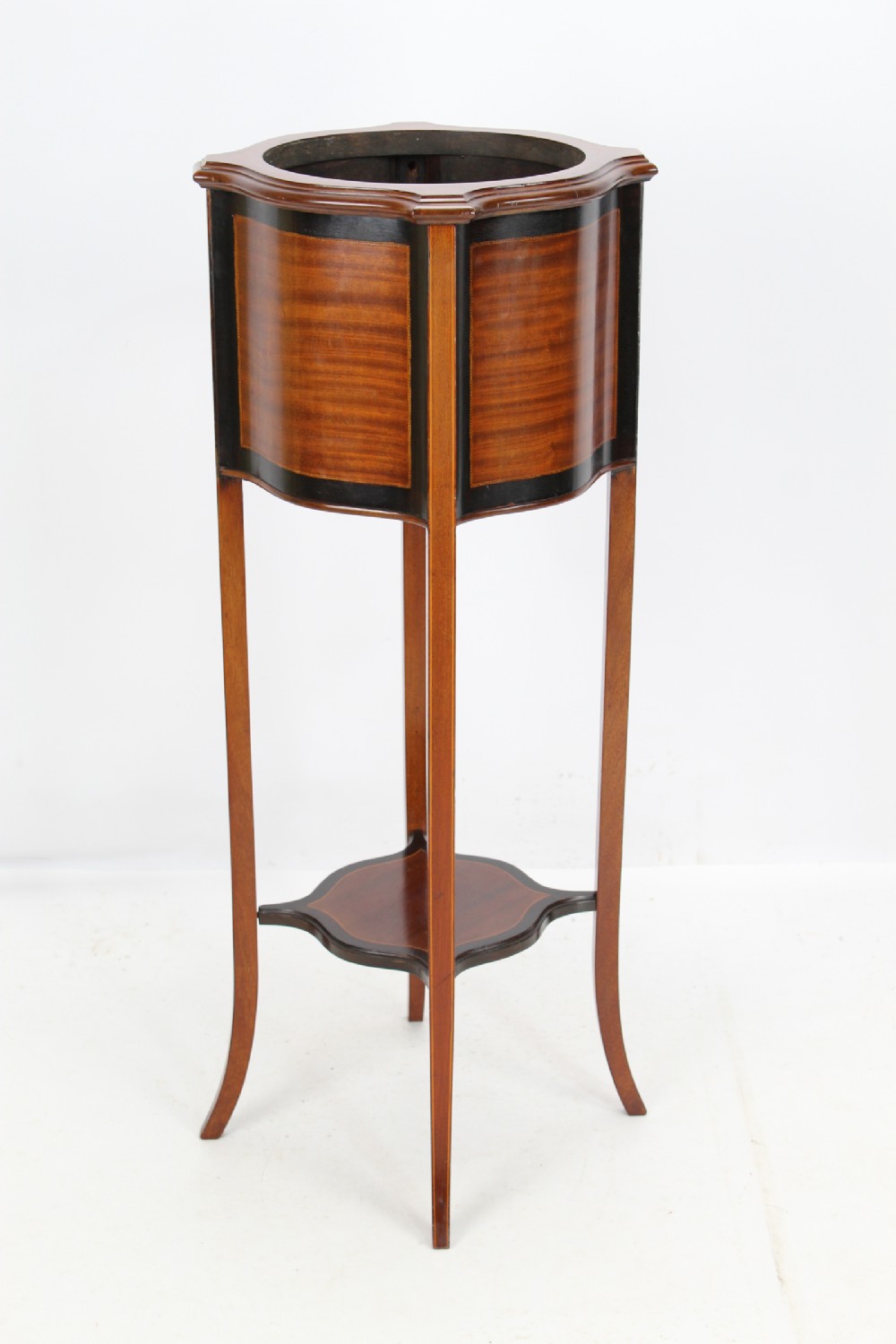 Edwardian Mahogany & Inlaid Plant Stand Jardinière