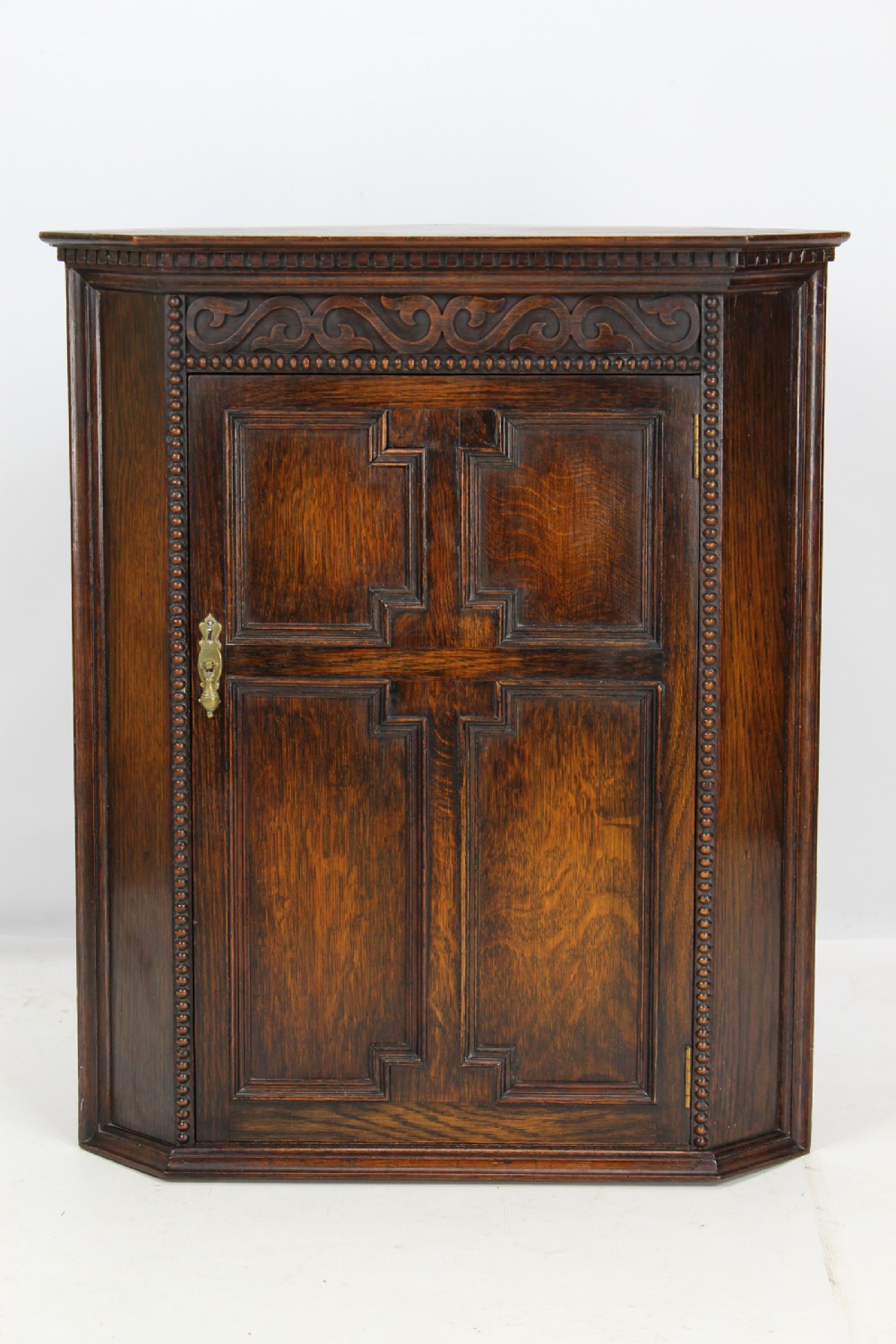 Jacobean Revival Oak Hanging Corner Cupboard