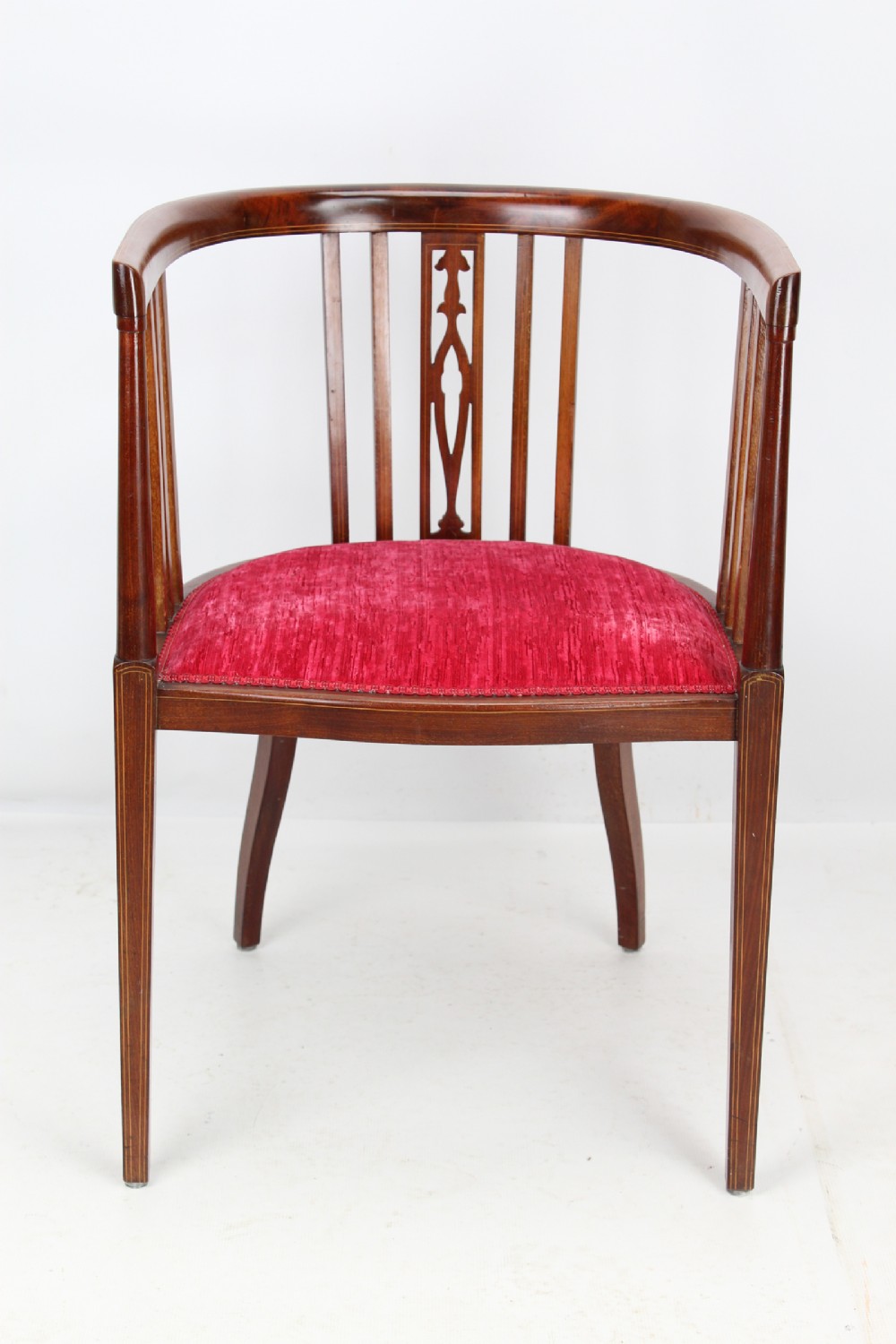 Edwardian Mahogany & Inlaid Tub Chair