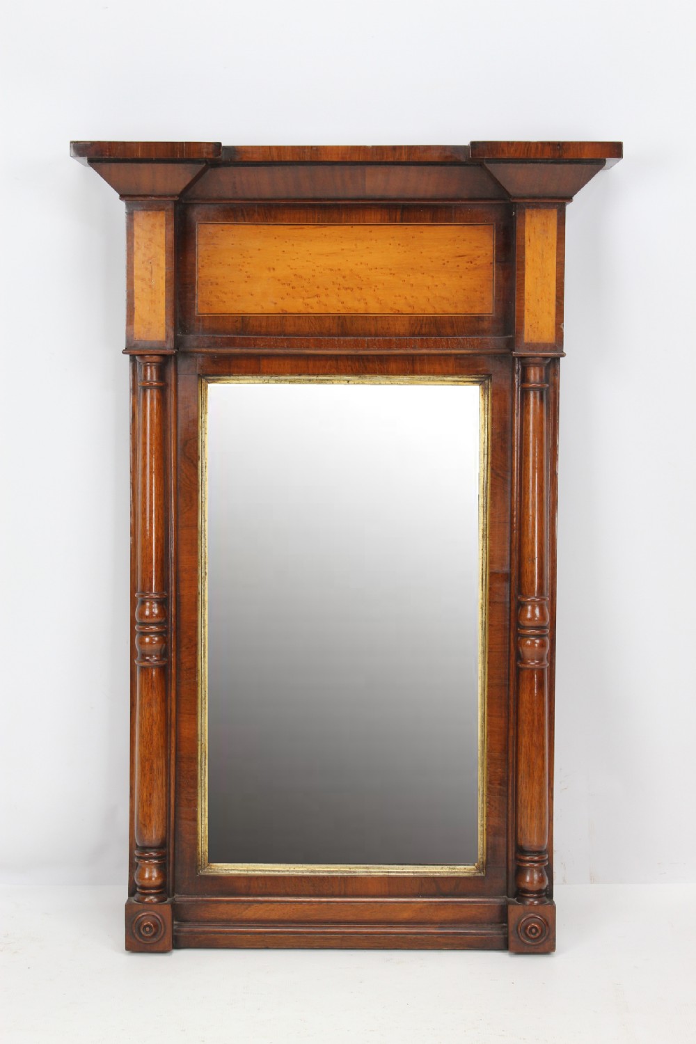 Large Regency Mahogany & Birds Eye Maple Pier Mirror