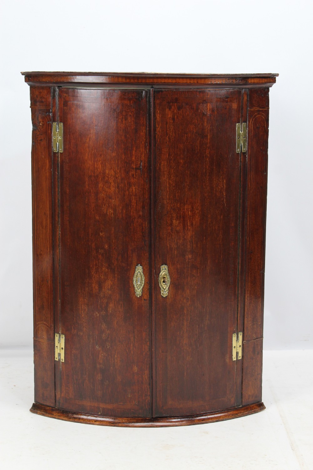 Georgian Oak Bow Front Corner Cupboard