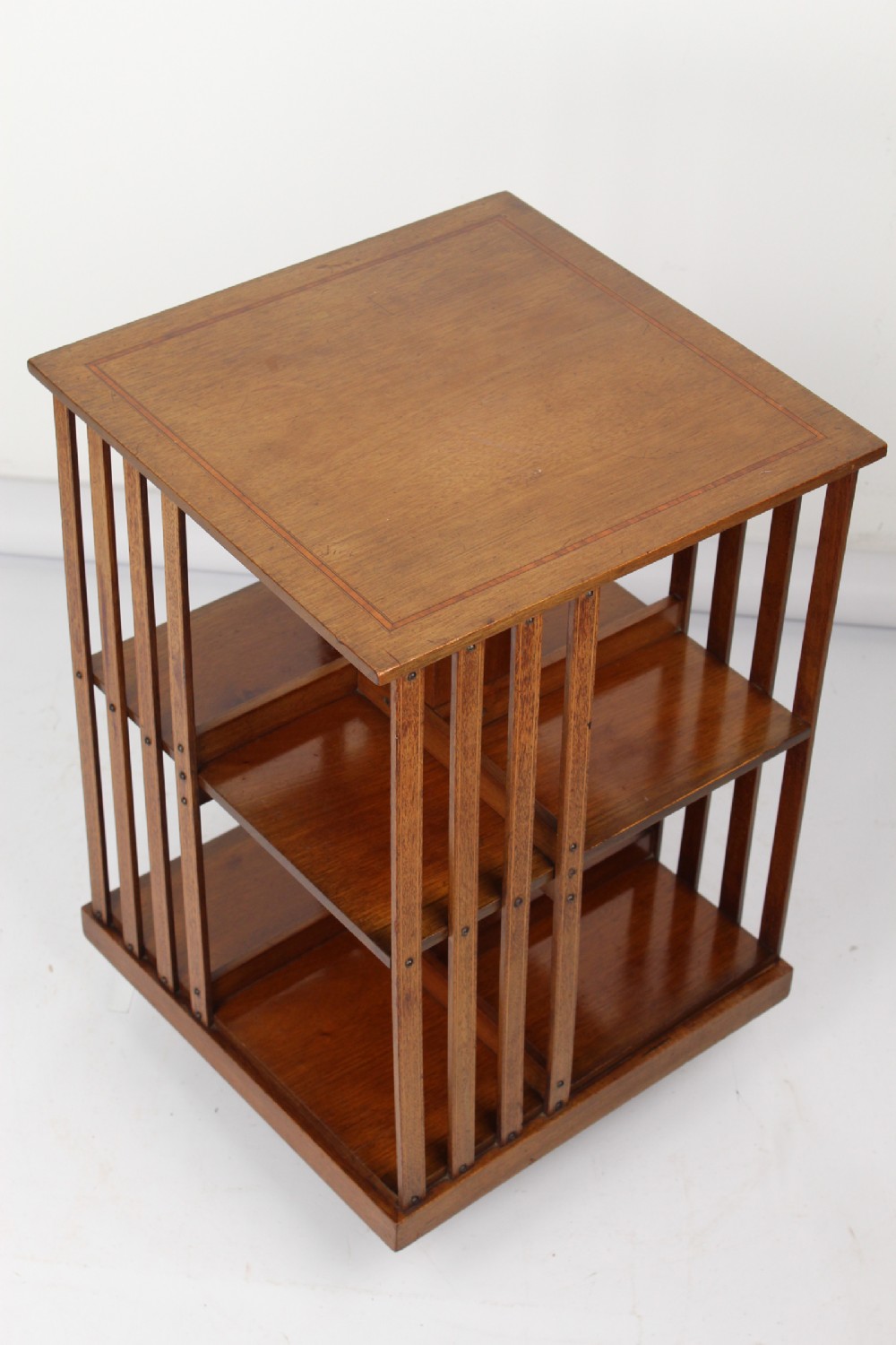 Small Sized Edwardian Mahogany Inlaid Revolving Bookcase