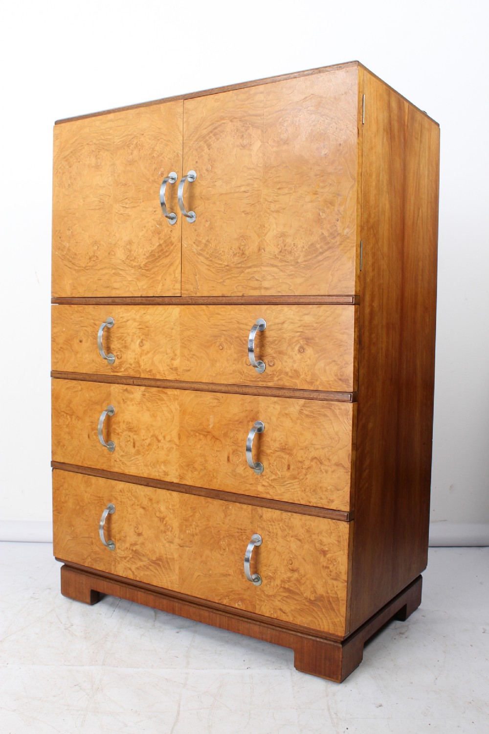 Art Deco Burr Walnut Tall Boy