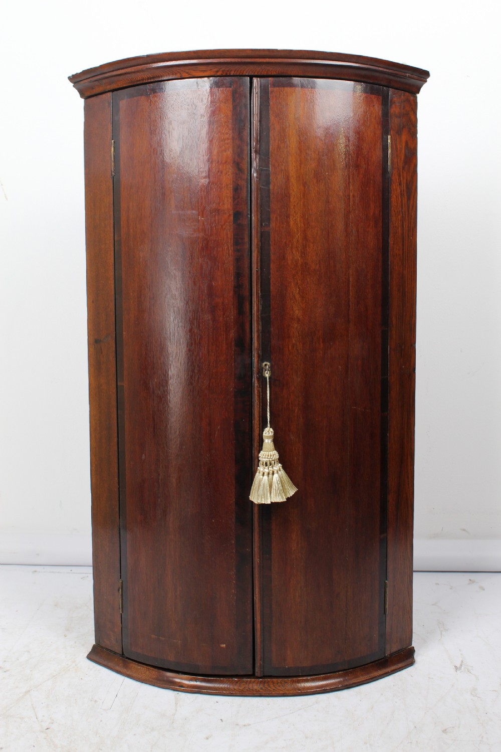 Georgian Oak Bow Front Corner Cupboard