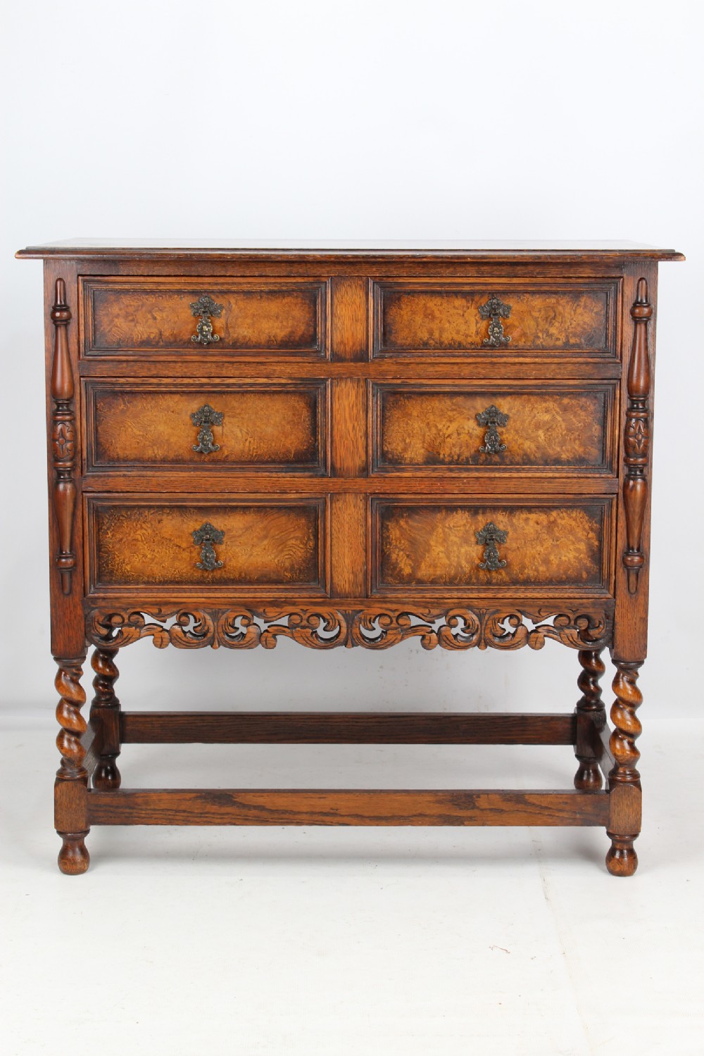 Edwardian Jacobean Revival Oak Chest of Drawers
