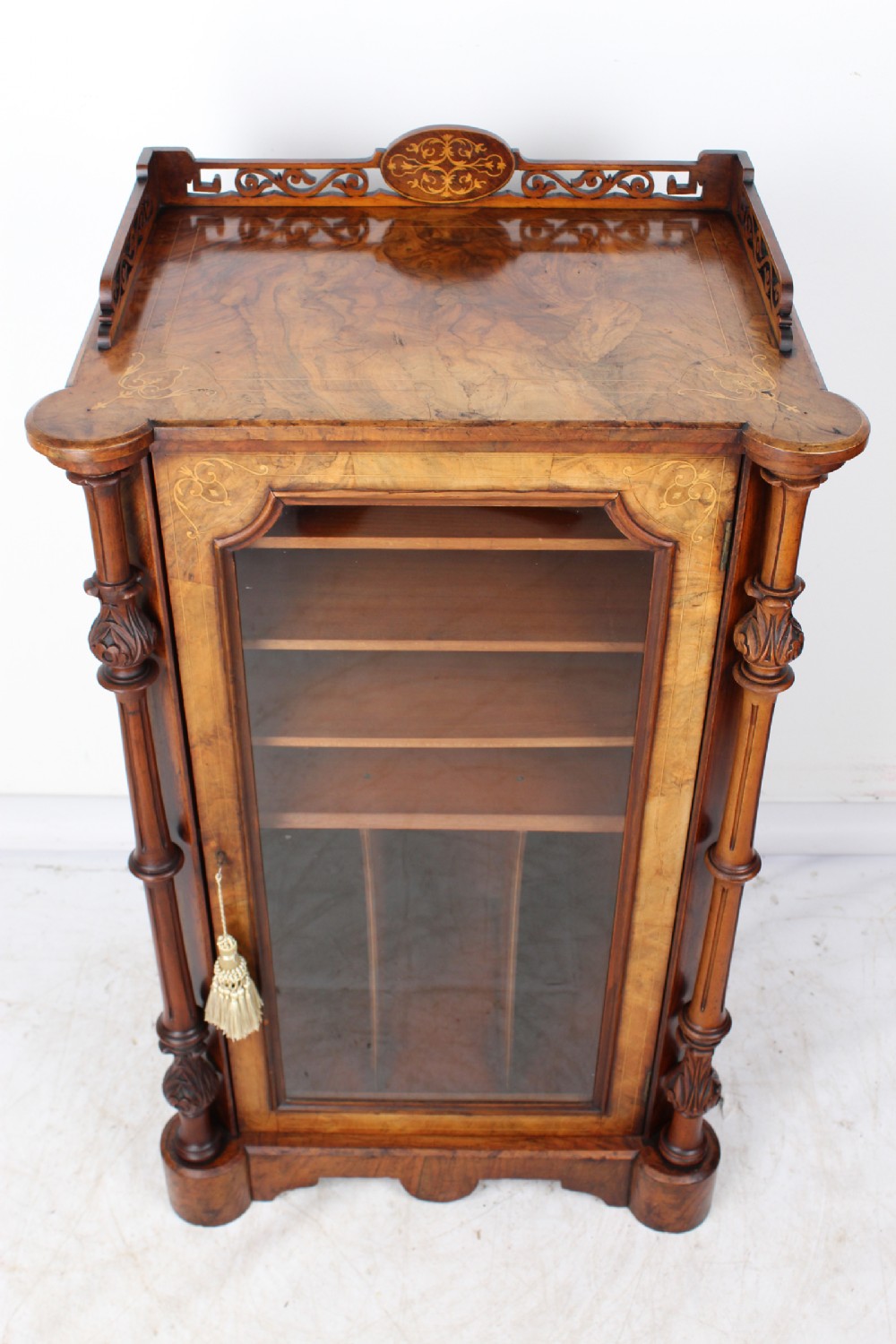 Large Victorian Burr Walnut & Inlaid Music Cabinet