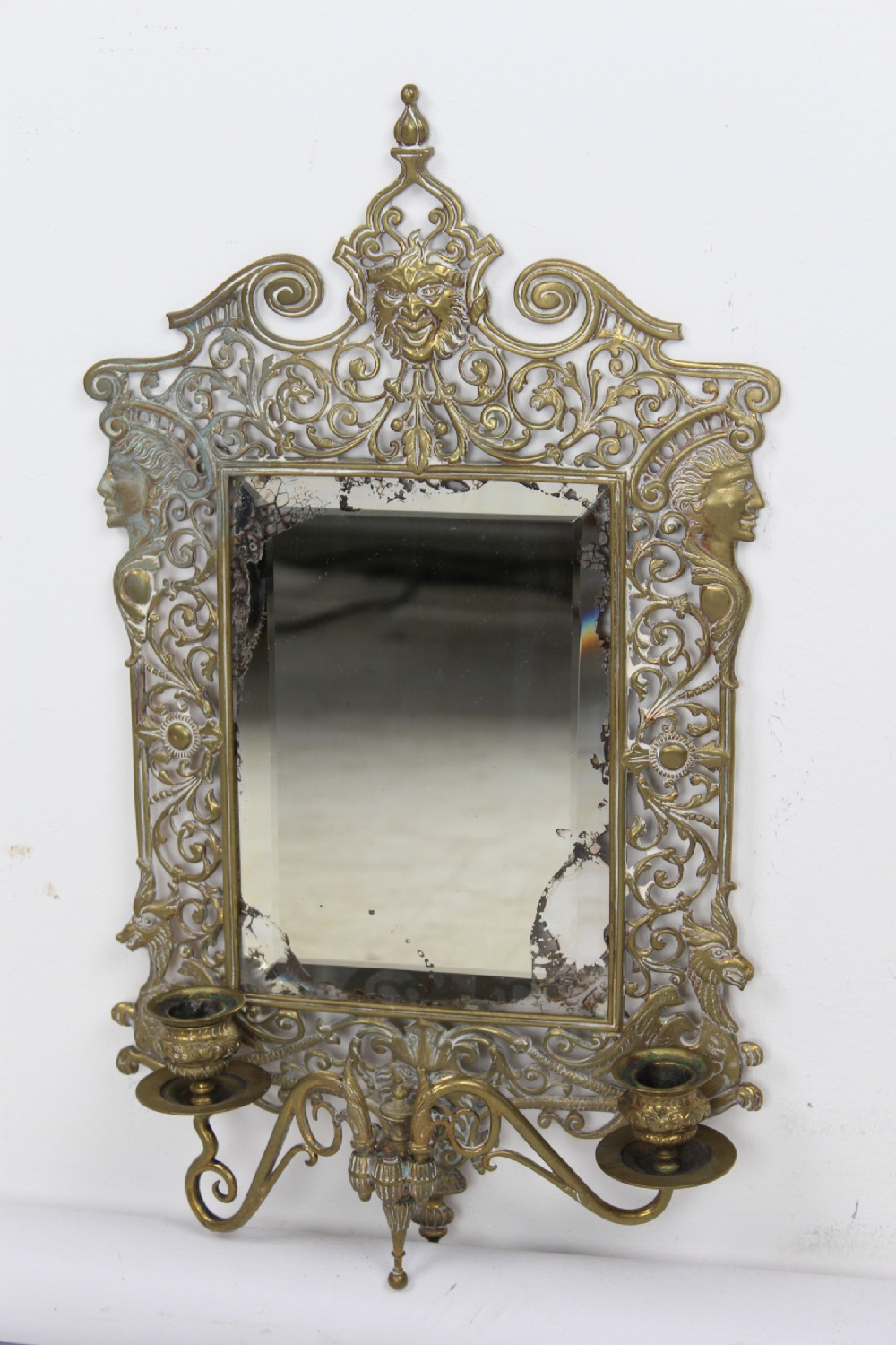 Victorian William Tonks Pierced Brass Girandole Mirror