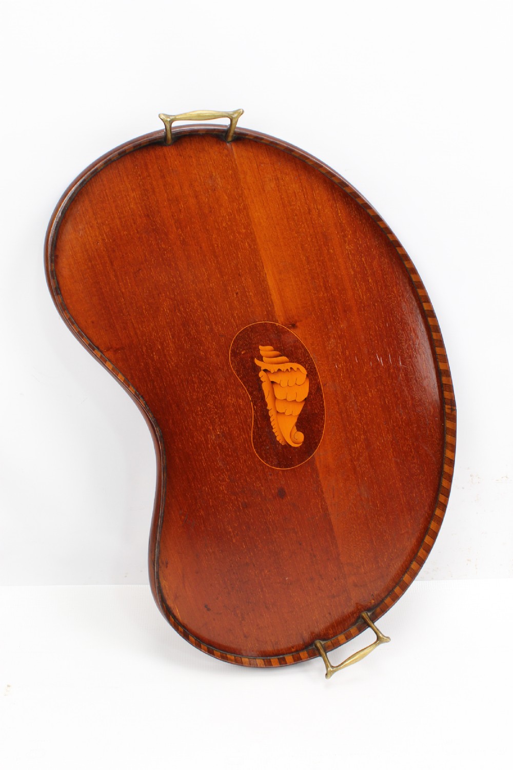 Edwardian Inlaid Mahogany Kidney Shaped Tray