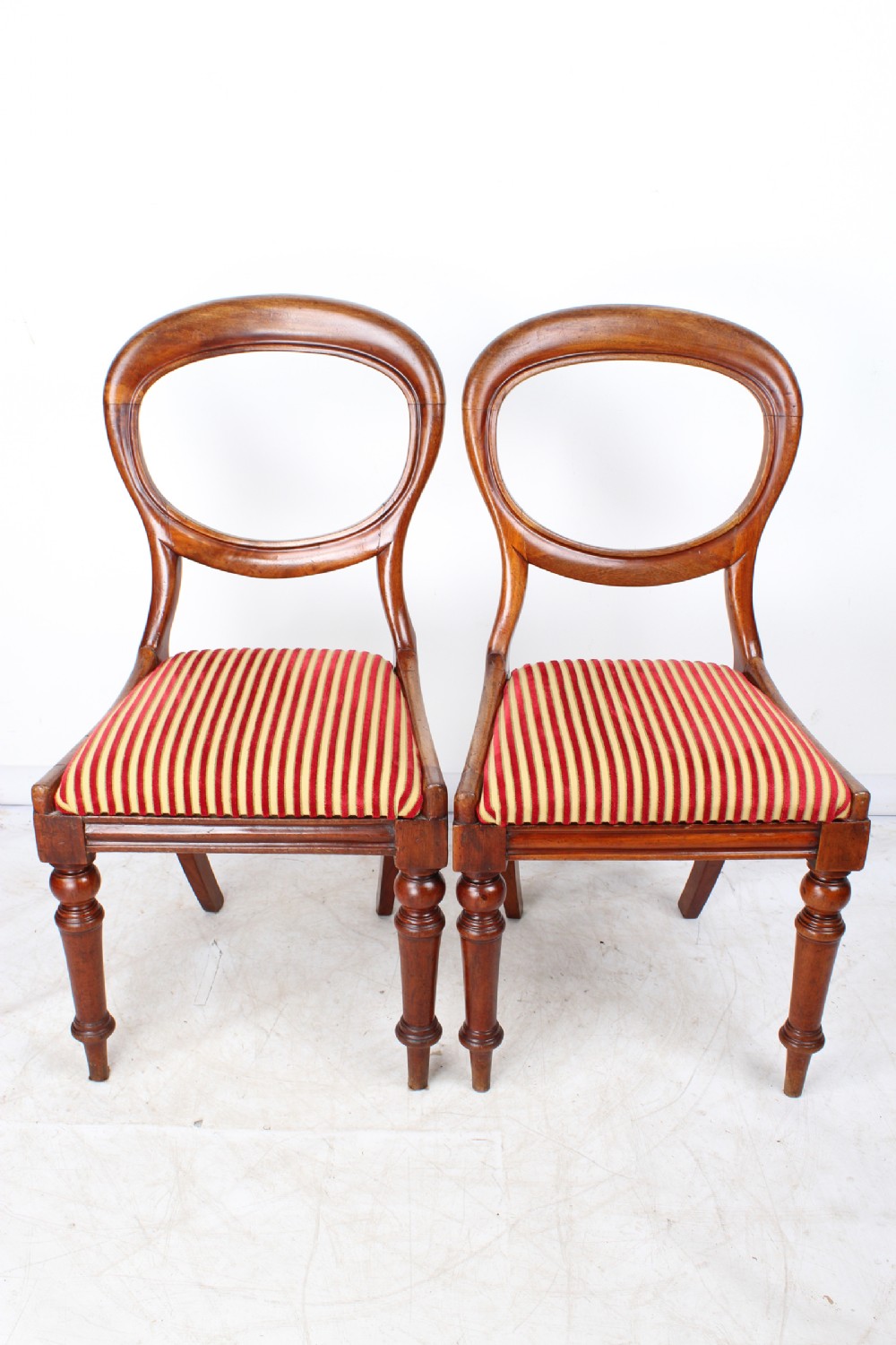 Pair Victorian Mahogany Balloon Back Chairs