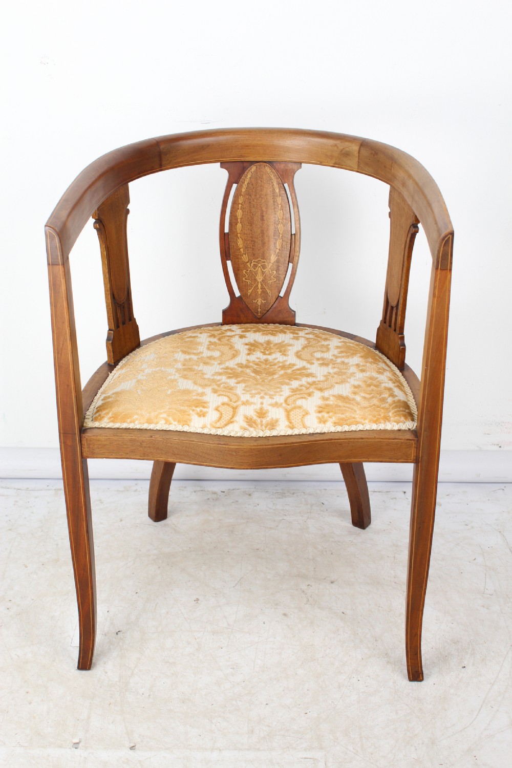 Edwardian Mahogany & Inlaid Tub Chair