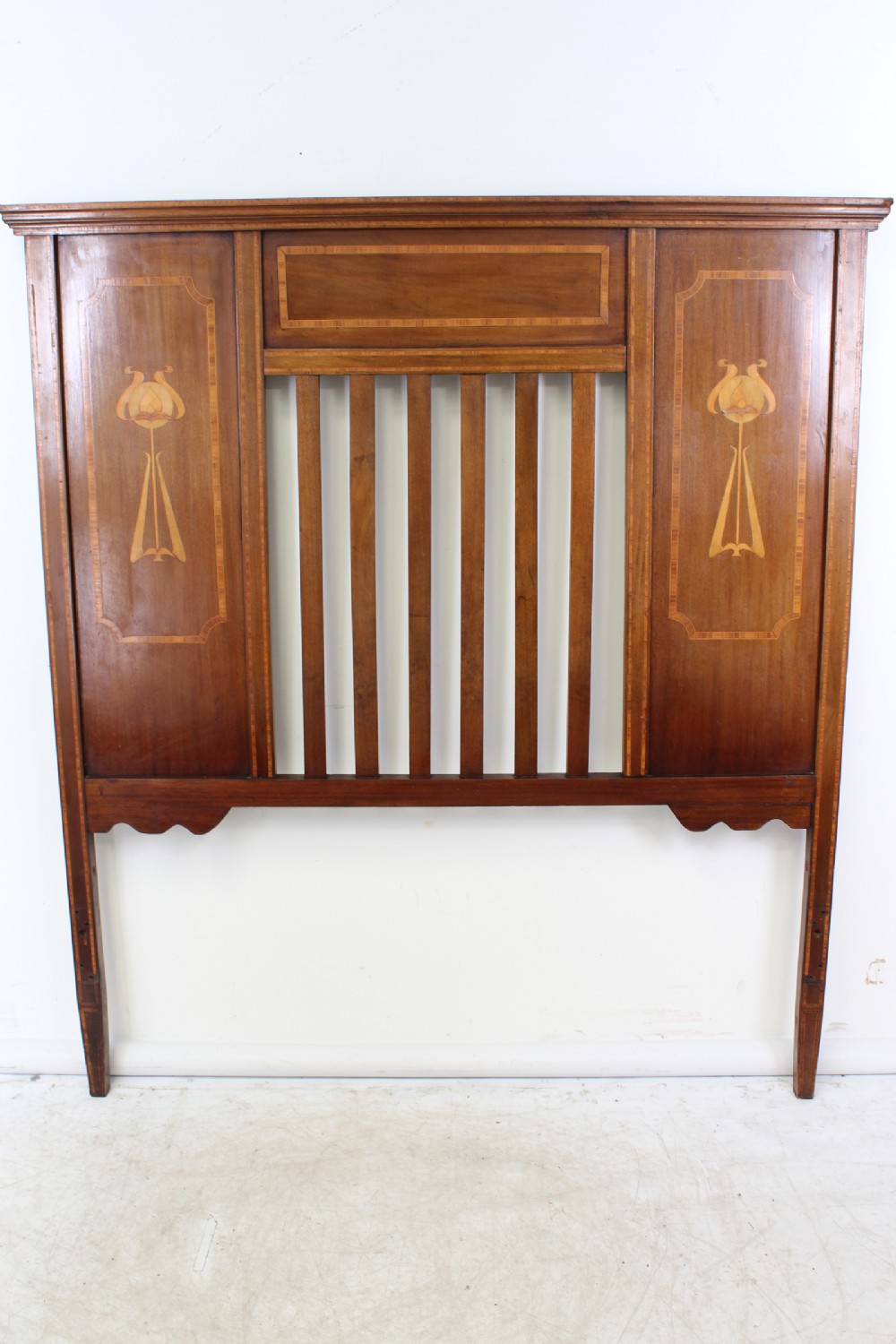 Edwardian Arts & Crafts Mahogany Double Bed Headboard