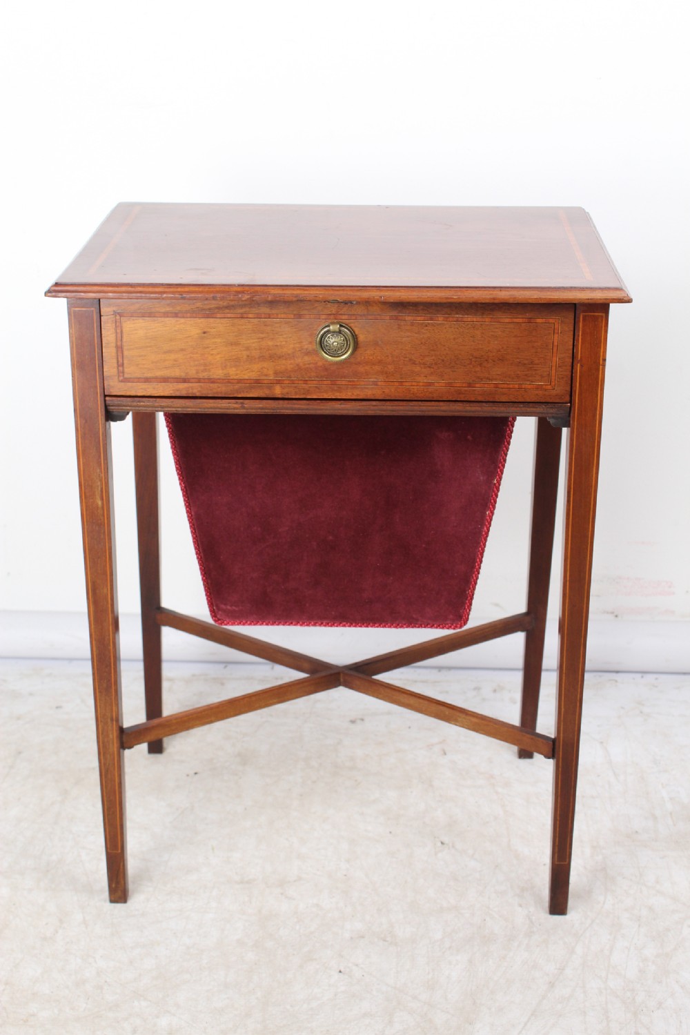 Small Edwardian Inlaid Mahogany Sewing Table 