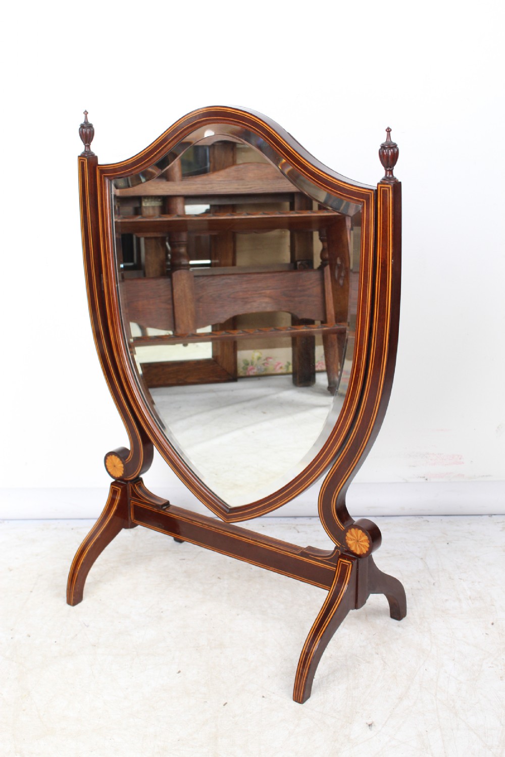 Large Victorian Inlaid Mahogany Dressing Table Mirror