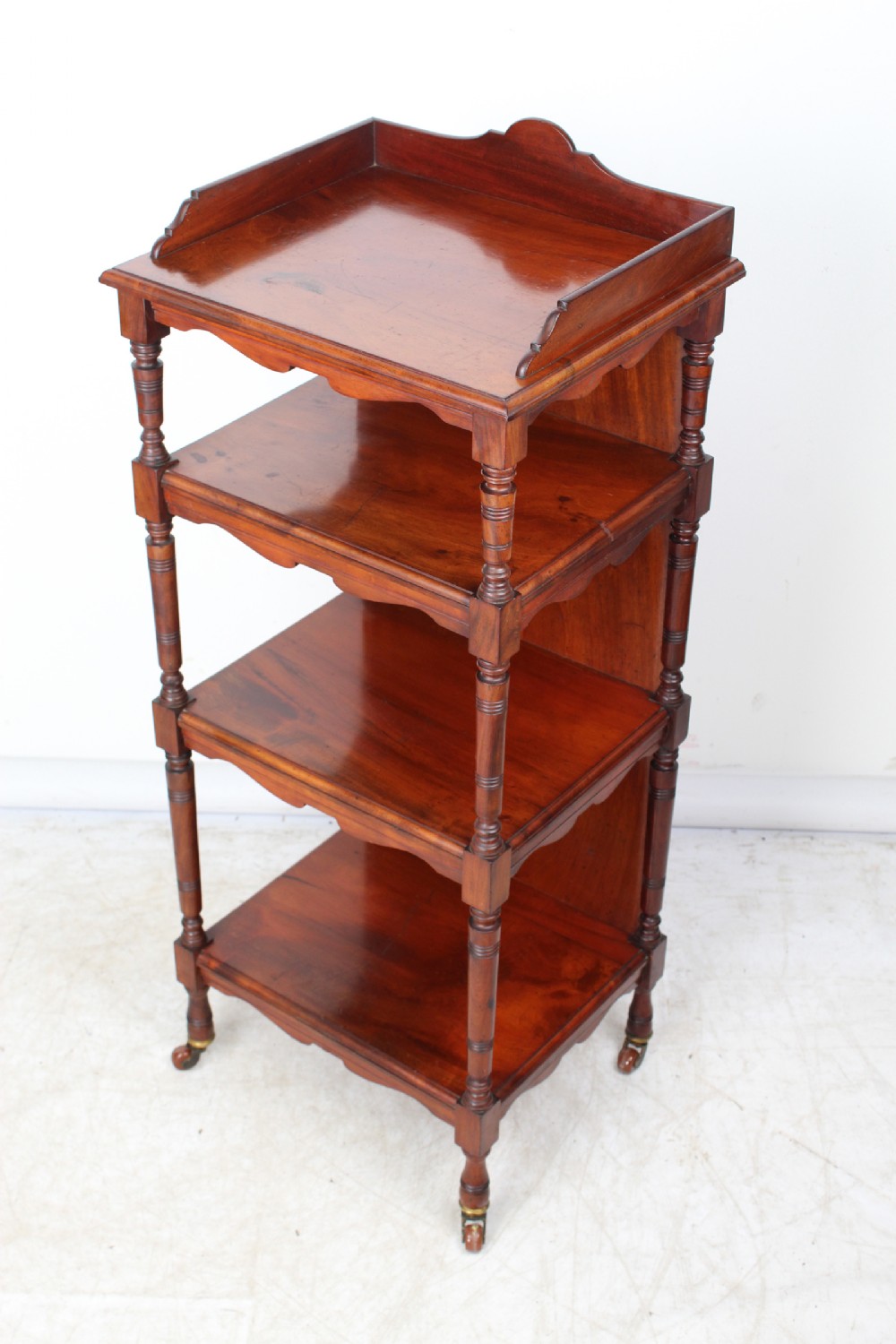 Slim Victorian Four Tier Walnut Whatnot