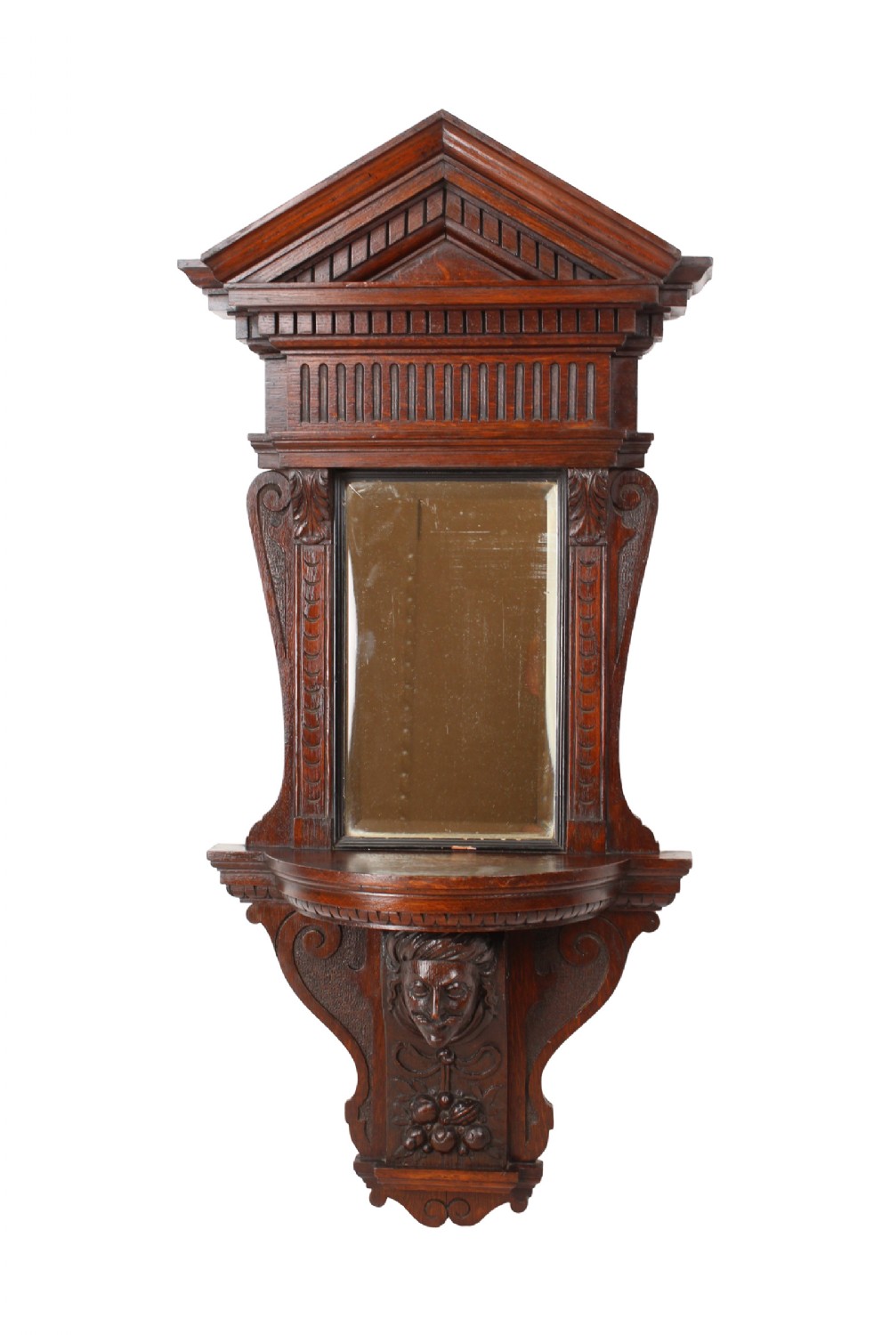 Victorian Oak Hall Mirror with Shelf