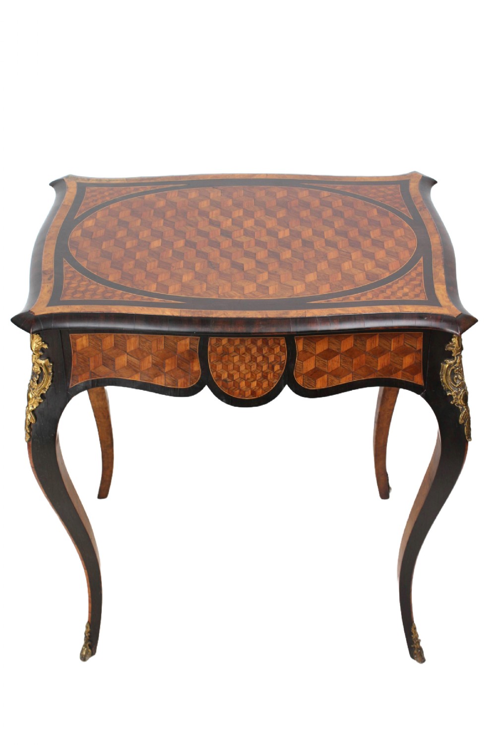 Victorian Louis XV Revival Parquetry Inlaid Writing Table by JAS Shoolbred