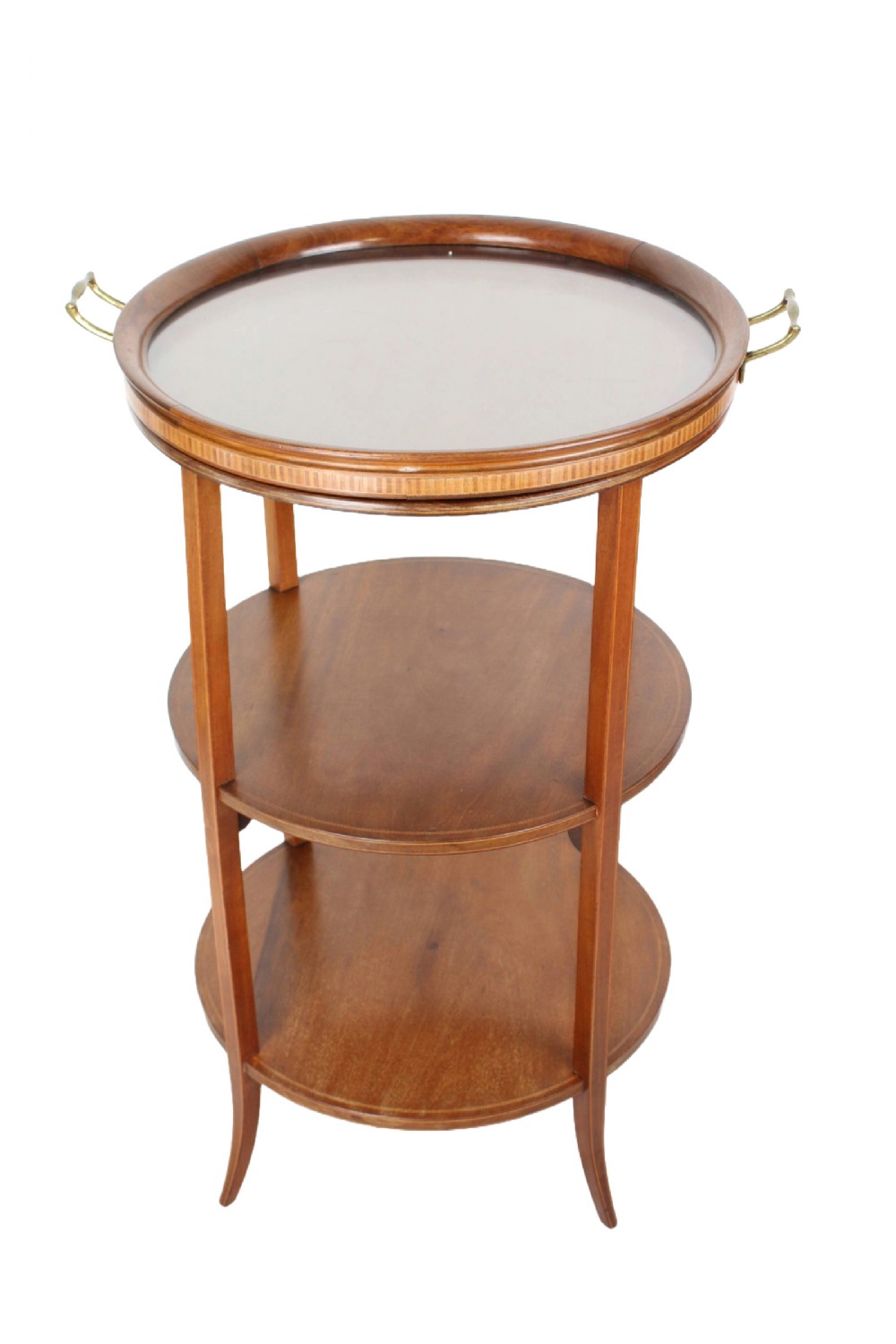 Edwardian Mahogany Circular 3 Tier Tray Top Table