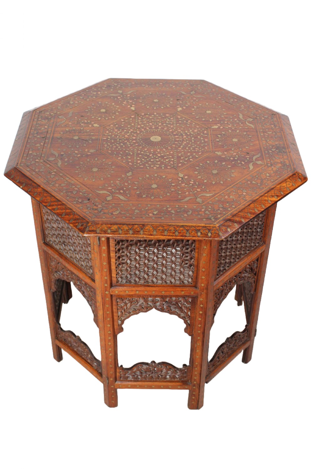 Large Antique Anglo Indian Octagonal Inlaid Hoshiarpur Coffee Table