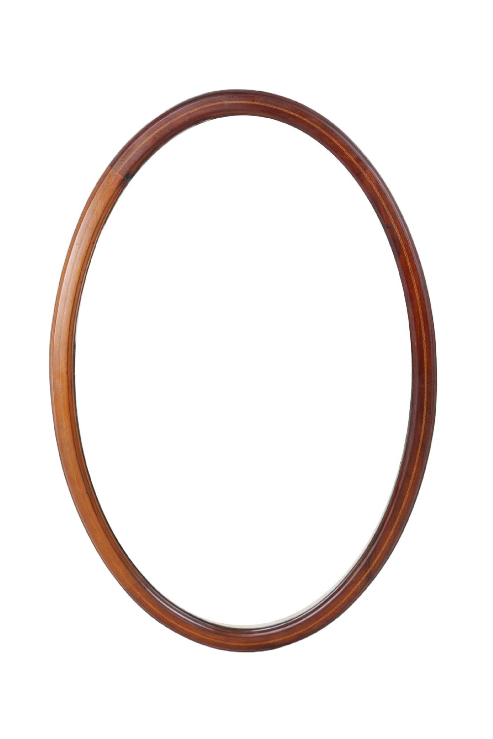 Large Edwardian Mahogany & Inlaid Oval Mirror