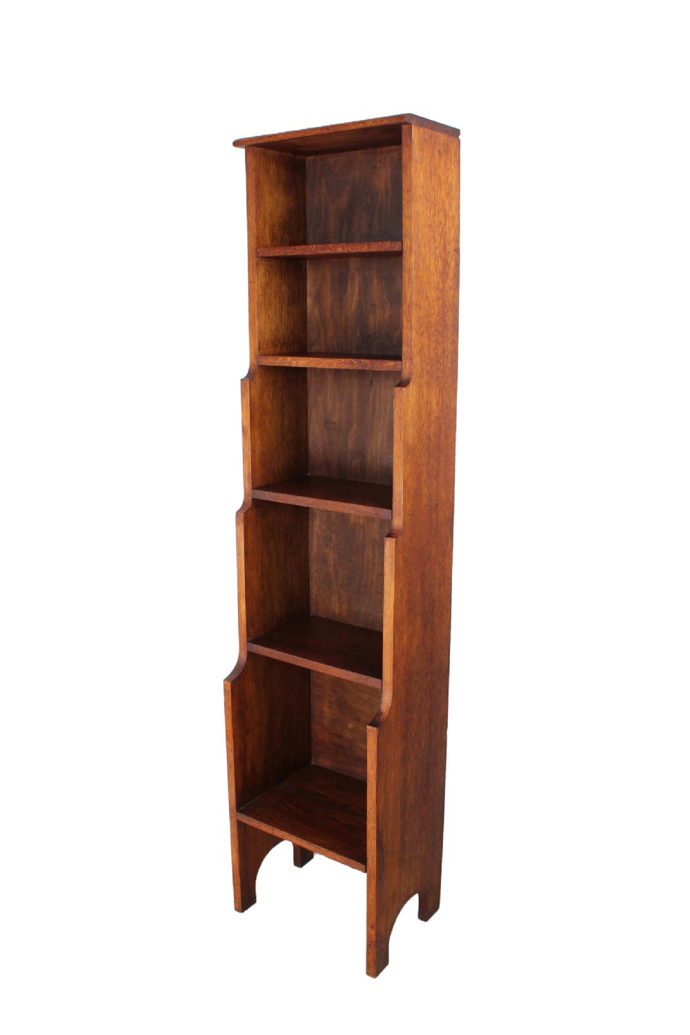 Tall & Slim Edwardian Oak Waterfall Bookcase