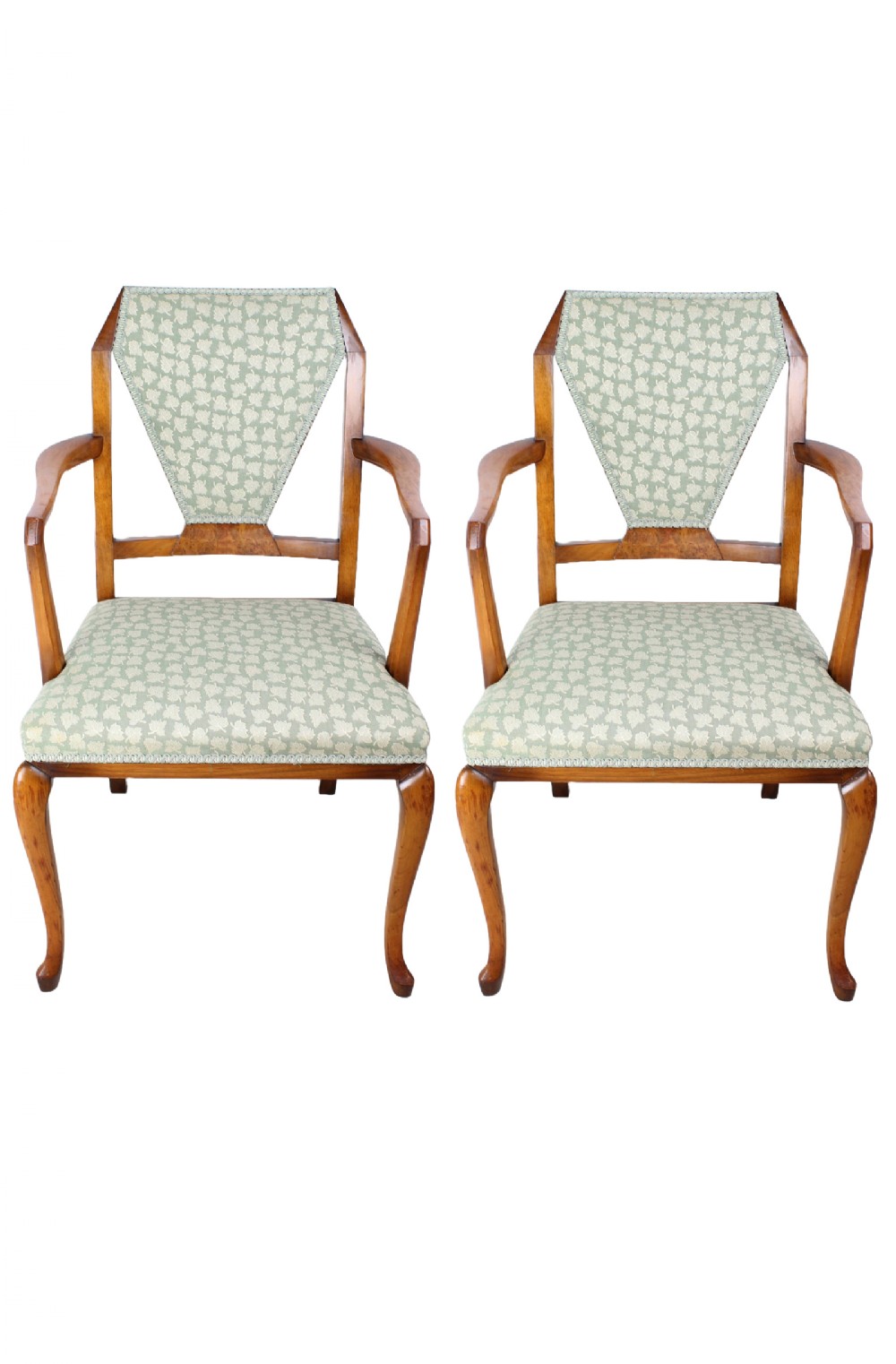 Pair Art Deco Walnut Armchairs