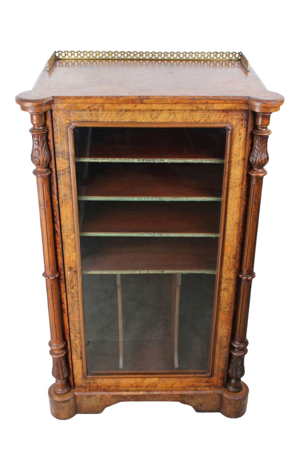 Large Victorian Burr Walnut & Inlaid Music Cabinet