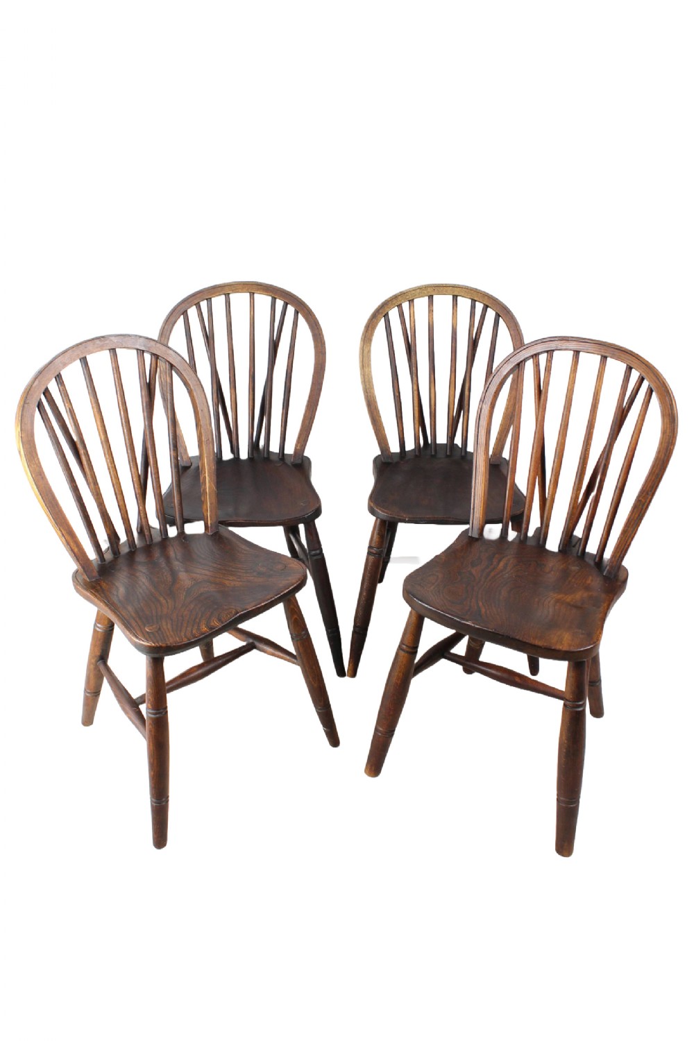 Harlequin Set 4 Elm Hoop Back Windsor Chairs