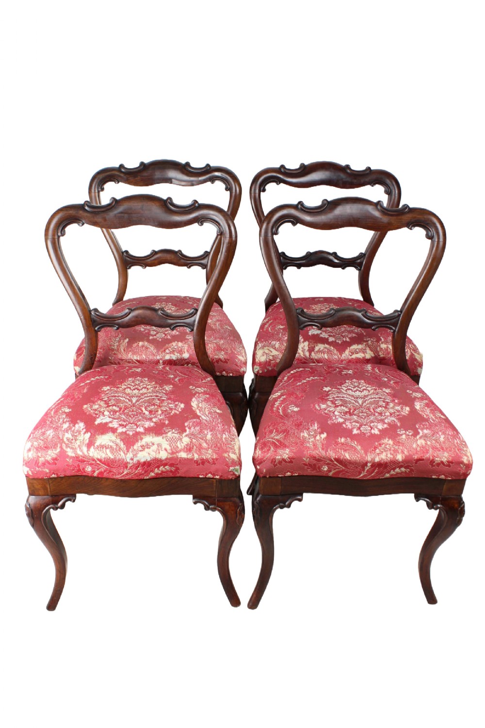 Set 4 Victorian Rosewood Balloon Back Chairs