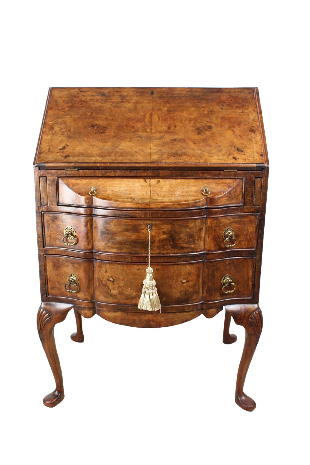 Antique Queen Anne Style Walnut Bureau