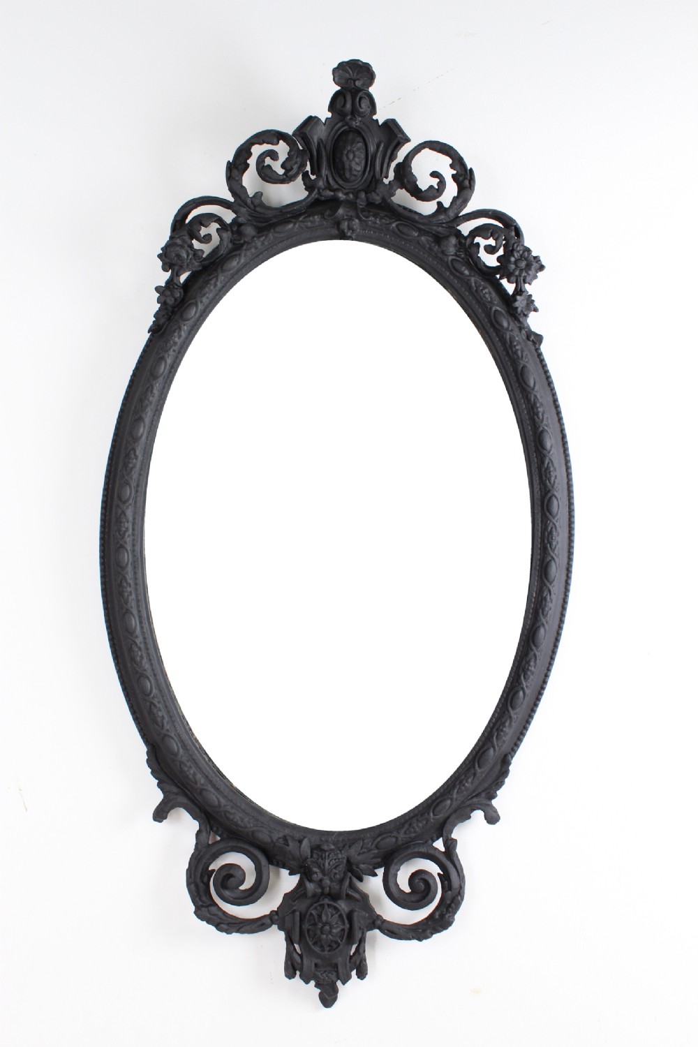 Large Ebonised Antique Victorian Mirror
