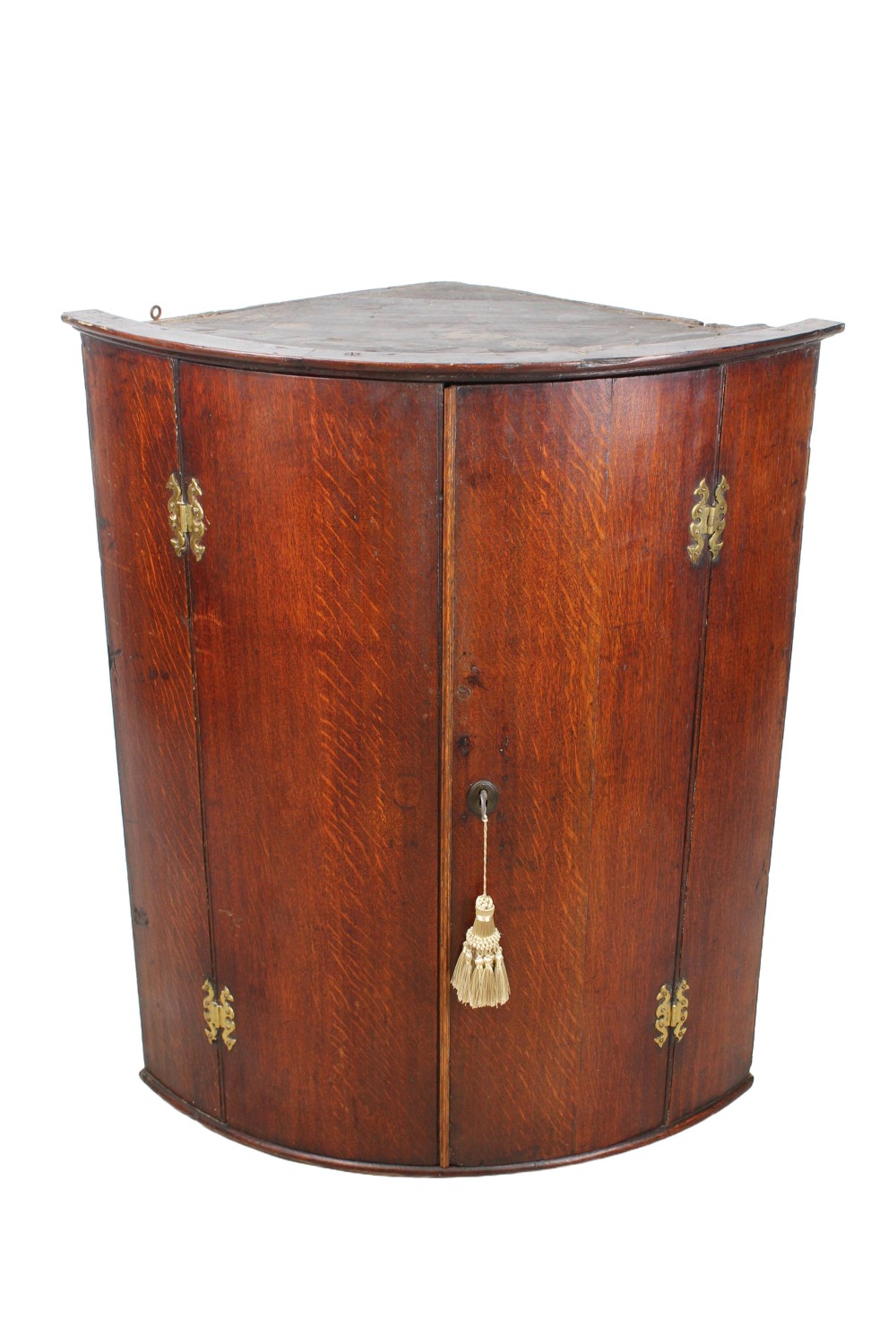 Georgian Oak Bow Front Corner Cupboard Cabinet