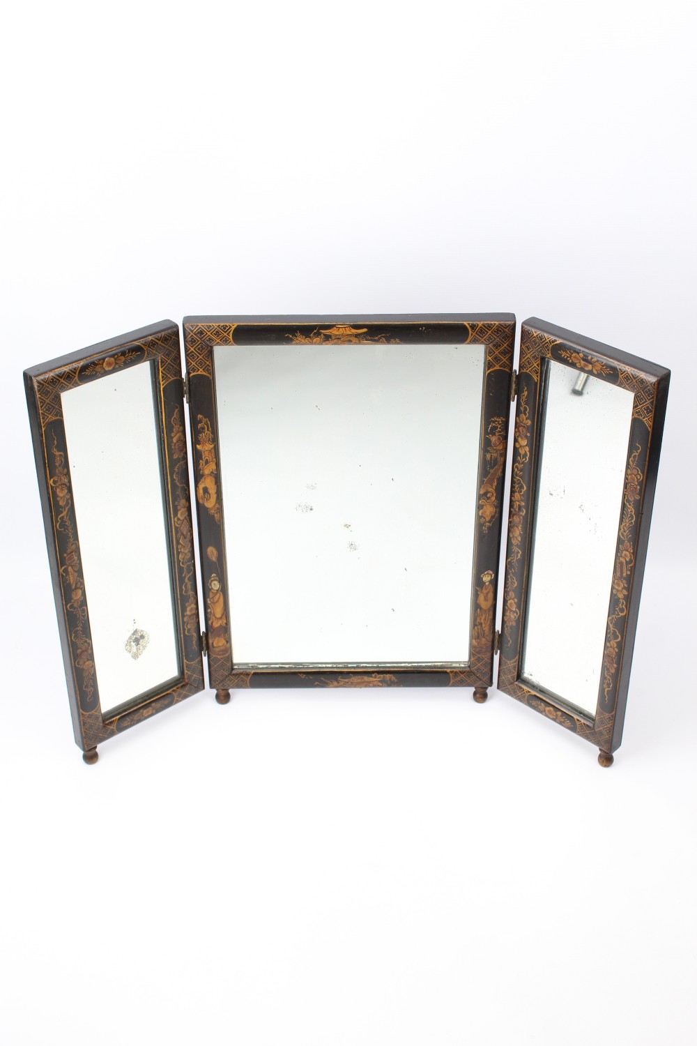 Edwardian Chinoiserie Triptych Dressing Table Mirror