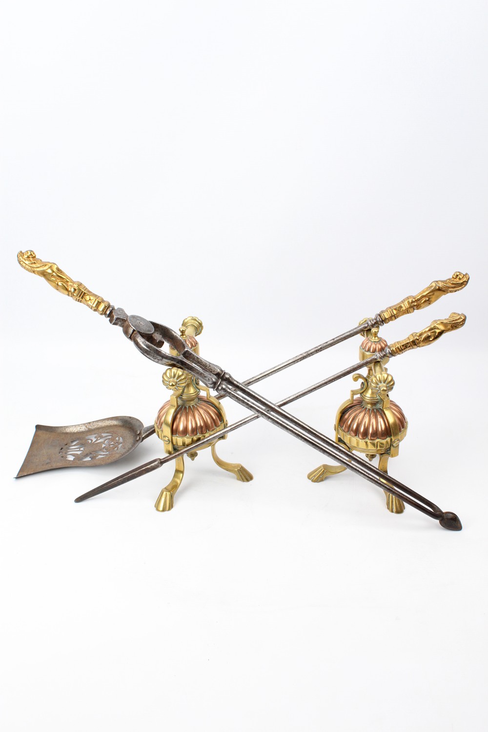 Victorian Brass & Steel Fire Tool Companion Set