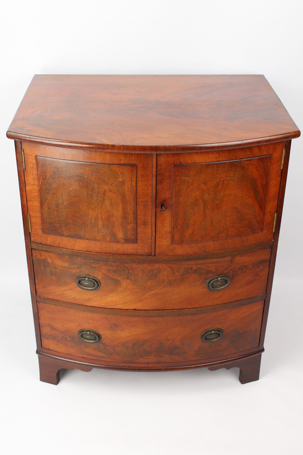 Antique Georgian Mahogany Bow Front Side Cabinet