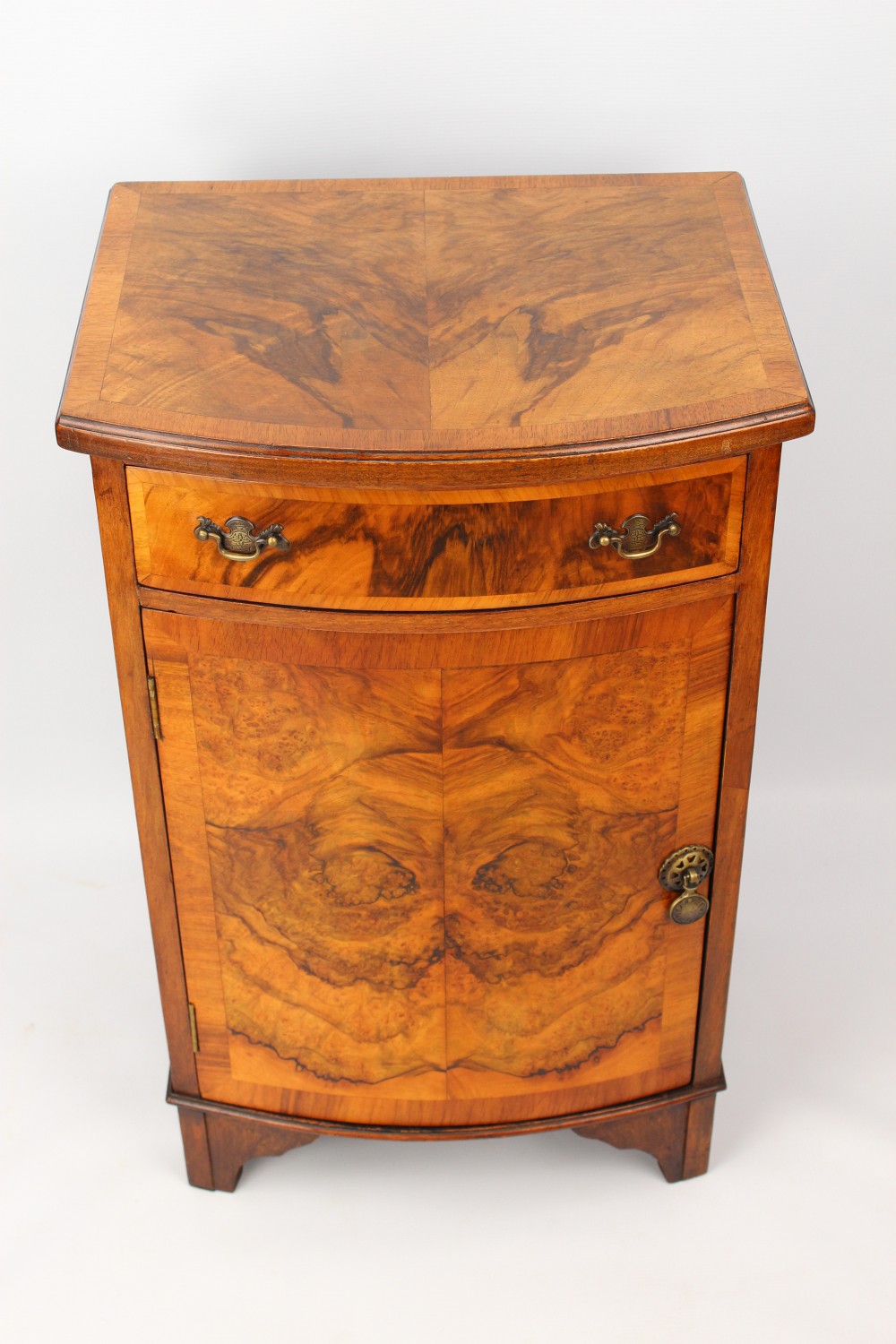 Antique Burr Walnut Bedside Cabinet Pot Cupboard 