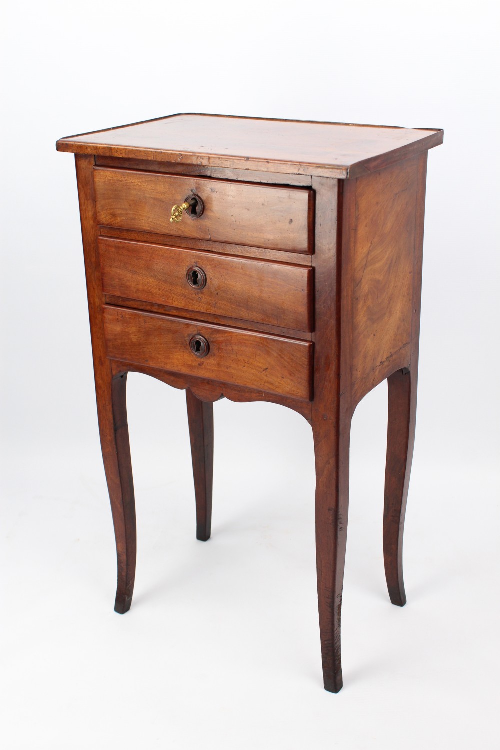 Antique French Fruitwood Bedside Chest Drawers Nightstand