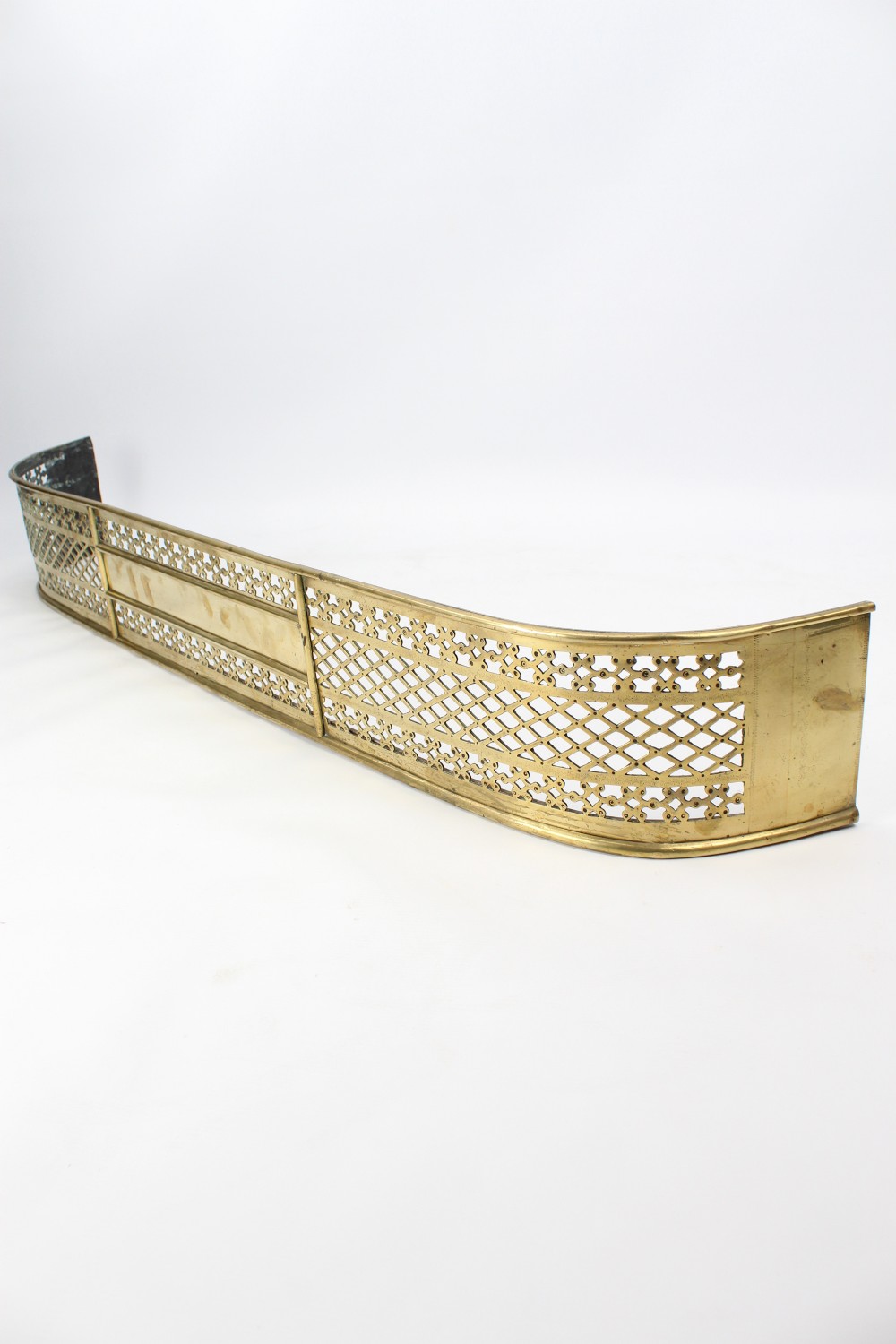 Long 4FT3 Georgian Pierced & Engraved Brass Fire Fender