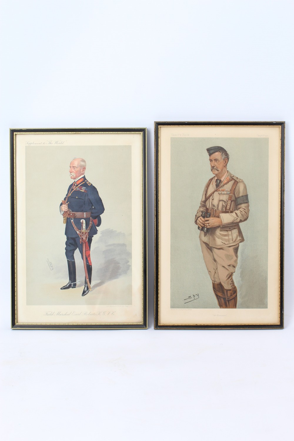 Pair Antique Edwardian Vanity Fair “Spy” Military Prints