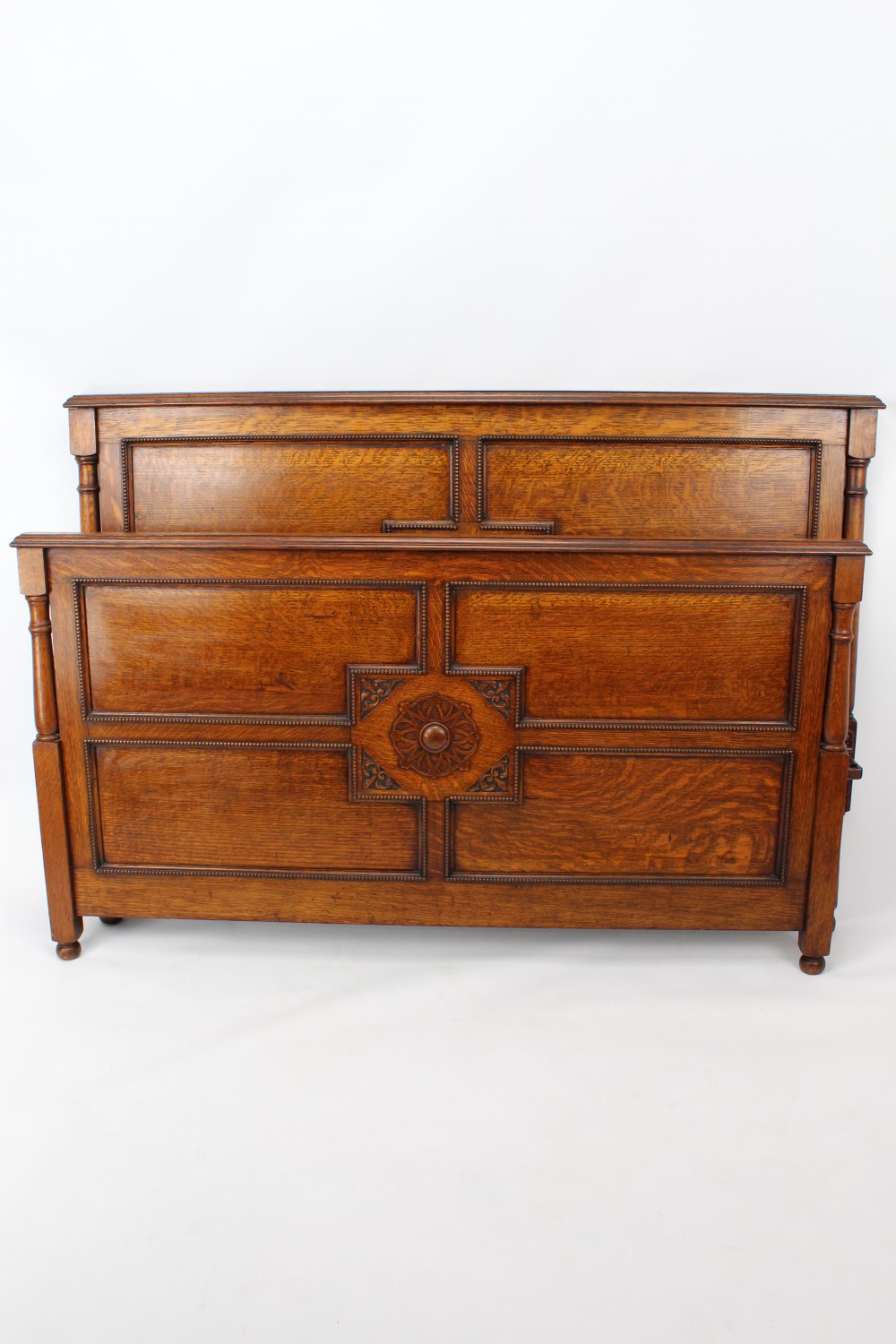Antique Edwardian Oak Double Bed