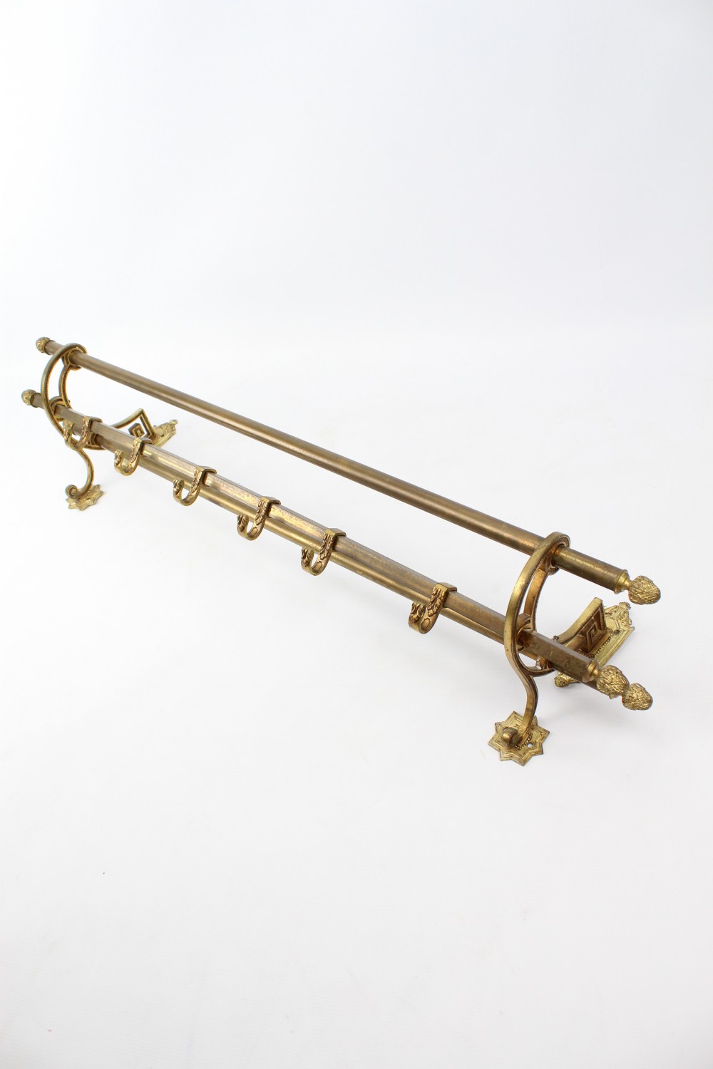 Antique French Railway Brass Hat & Coat Rack Portmanteau