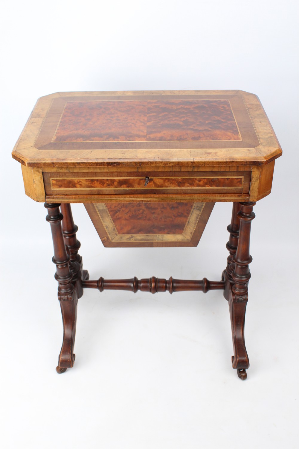 Victorian Inlaid Burr Walnut Work Table