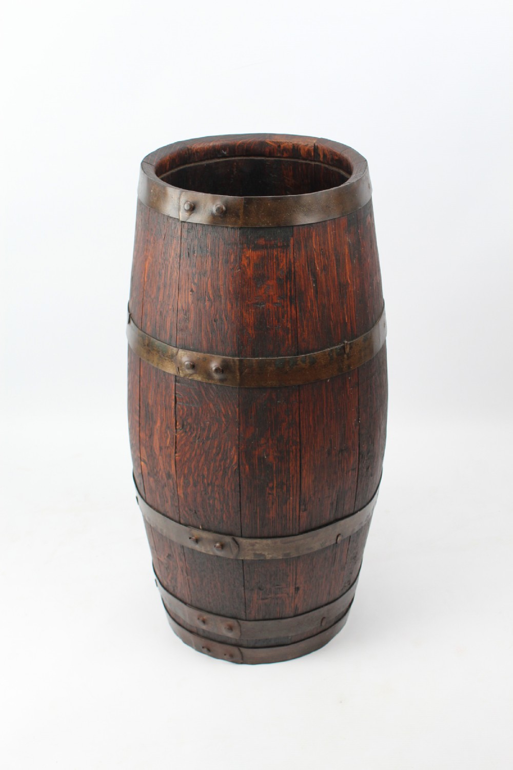 Tall Antique Victorian Oak Barrel Stick Stand 