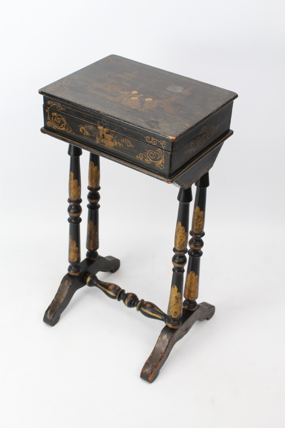 Small Antique French Chinoiserie Sewing Table