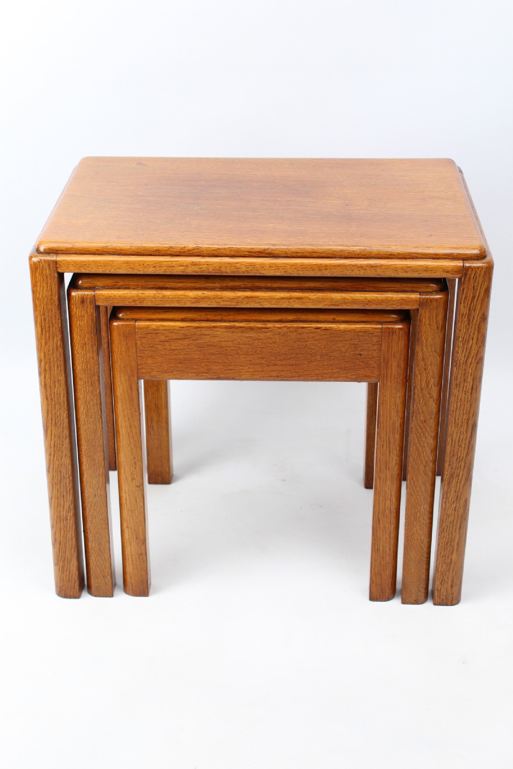 Small Art Deco Nest of 3 Oak Tables